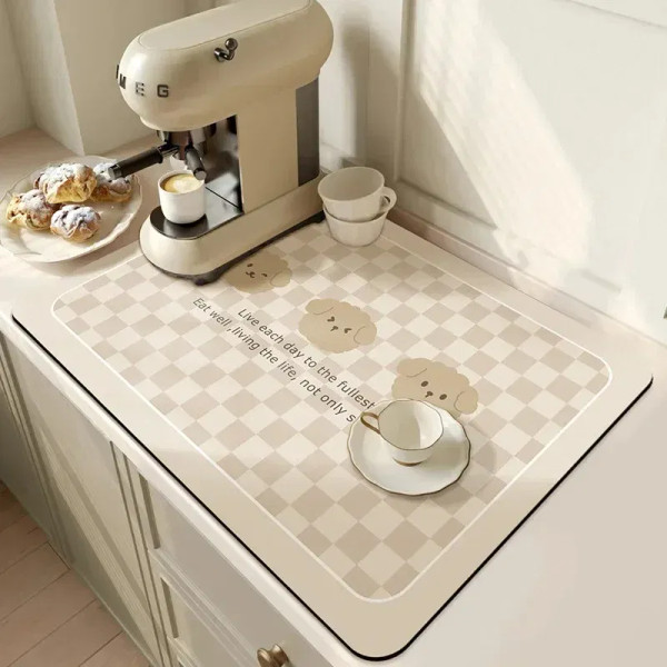 Brown, Size: Xs - 1Pc Multi-Color Diatomite Bar Placemat Quick-Drying Absorbent Non-Slip Placemat Dish Drainer Mat By WTB