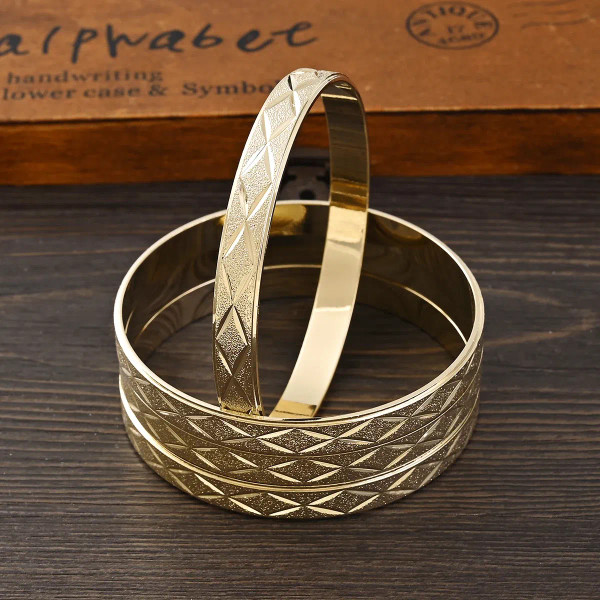 Metal Steel Color - Adult Size 4Pcs 65Mm 9K Gold Color Hig Quality Top Sale Cute Bracelet Jewelry Flower Bangle Girl Birthday Party Gift By WTB