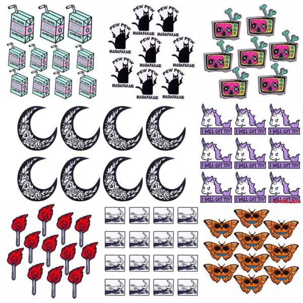 Antique Silver - Prajna 10Pcs Wholesale Cartoon Animal Embroidered Patches For Clothing Thermoadhesive Patches On Clothes Letter Applique Sticker By WTB