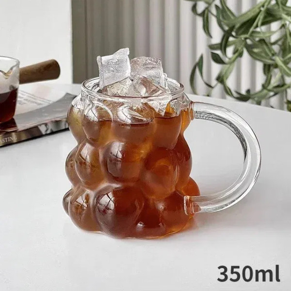 Pink, Capacity: 301-400Ml - Transparent Heat Resistant Glass Coffee Mug Glass Latte Cup Breakfast Mug Milk Water Cocktail Glass Cup Beer Drinking Glasses By WTB