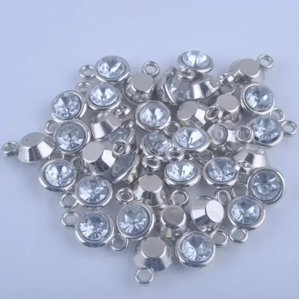 Metal Silver Plated - 150Pcs/Lot Mixed Birthstone Charms 11Mm Acrylic For Diy Jewelry By WTB