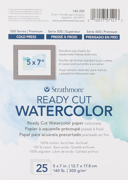 Nivi Strathmore 140 205 Ready Cut Watercolor Cold Press 5 X 7 White 25 Sheets Multicolor Nitm Fba 136807