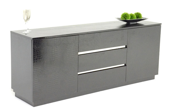 Armani Xavira Skyline Modern Black Crocodile Lacquer Buffet By Vig Vgunac636 180 Blk
