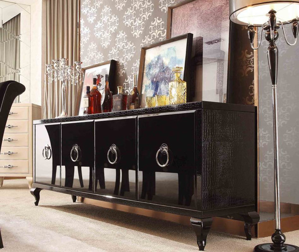 Bellagio Transitional Black Crocodile Lacquer Buffet By Vig Vgunrc107 240