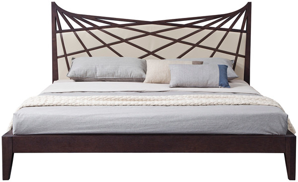 Modrest Prism Modern Brown Beige Bonded Leather Bed By Vig Vgwcc585A