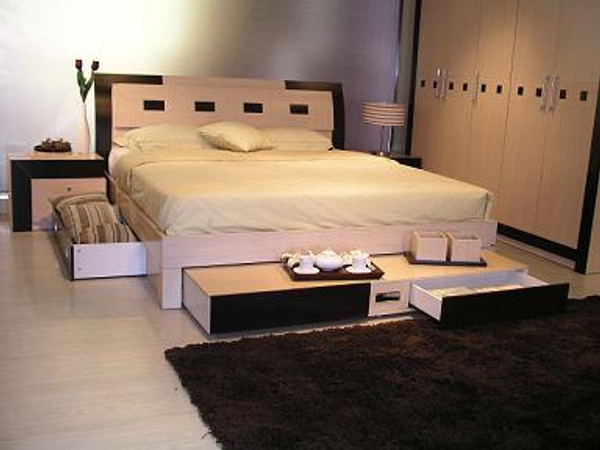 Concorde Modern Queen Bedroom Set With Storage And Mattress By Vig Vgerconcorde Hs Set Q