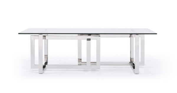 Modrest Valiant Modern Glass Stainless Steel Coffee Table By Vig Vgvcct856