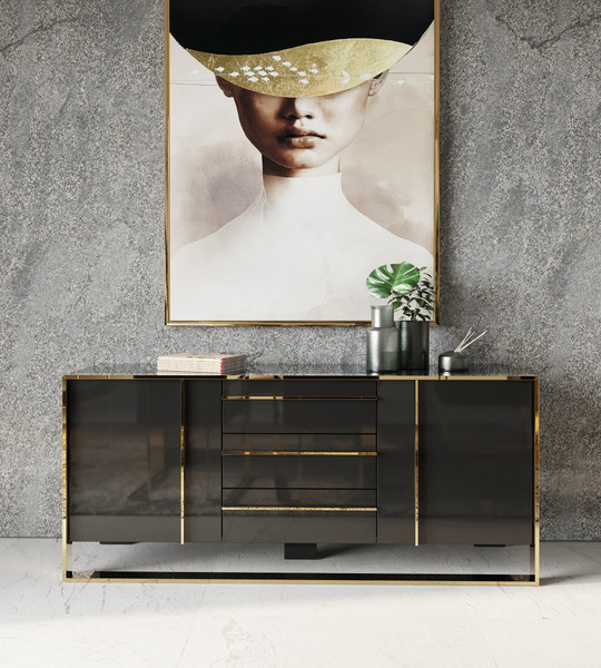 Nova Domus Cartier Modern Black Rosegold Buffet By Vig Vgvcg A002