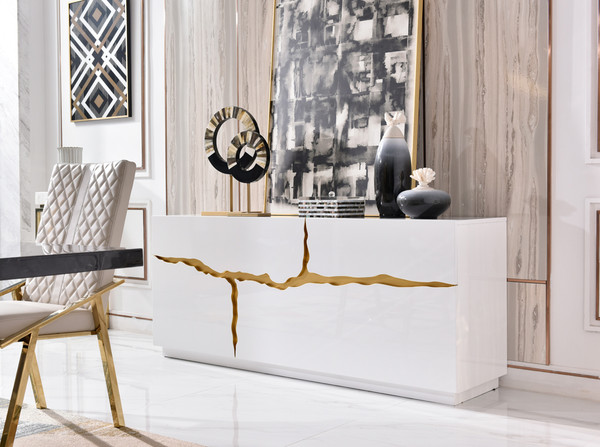 Modrest Aspen Modern White Gold Buffet By Vig Vgvcg1808 Wht