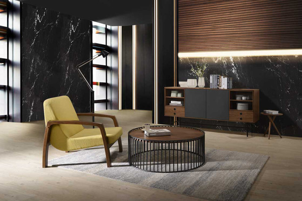 Modrest Bronson Modern Walnut Black Round Coffee Table By Vig Vgmamit 5224 Cof