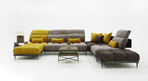 David Ferrari Display Italian Modern Grey Yellow Fabric Modular Sectional Sofa By Vig Vgftdisplay