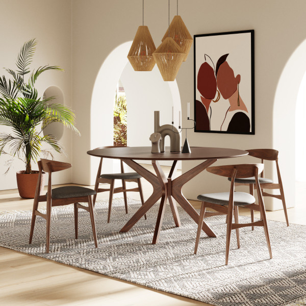 Modrest Prospect Modern Round 59 Walnut Dining Table By Vig Vgmamit 5276 2