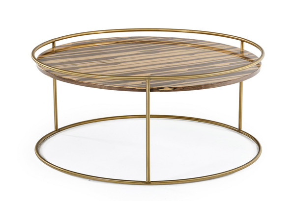Modrest Gilcrest Glam Brown And Gold Marble Coffee Table By Vig Vgodlz 199C