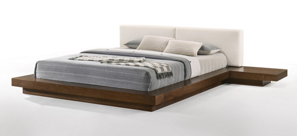 Modrest Tokyo Eastern King Contemporary Walnut And White Platform Bed By Vig Vgmabr 90 Wal Wht Ek
