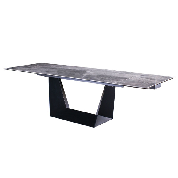 Modrest Baldwin Modern Grey Ceramic Black Metal Extendable Dining Table By Vig Vgnsgd8684 Cb