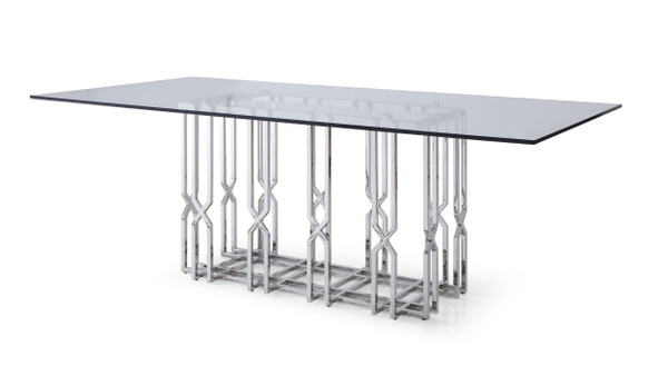 Modrest Ericson Modern Glass Stainless Steel Dining Table By Vig Vgvct1980 22 Gry Dt