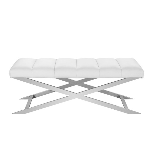 Modrest Xane Contemporary White Brushed Stainless Steel Bench By Vig Vggaga 8648Be Wht B