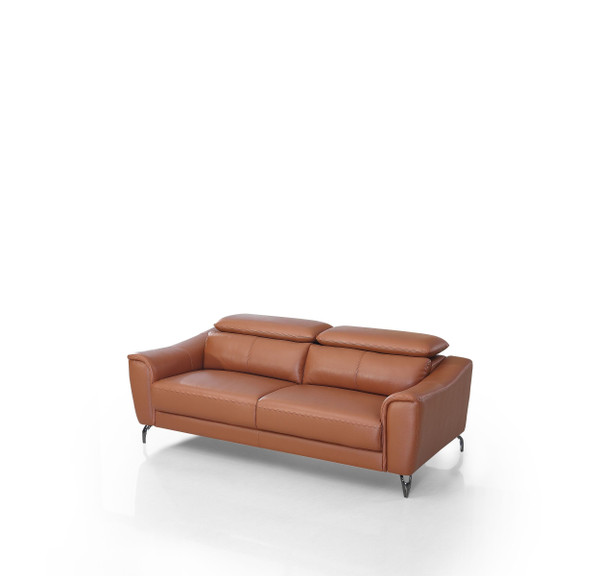 Divani Casa Danis Modern Cognac Leather Brown Sofa By Vig Vgbns 1803 Brn S