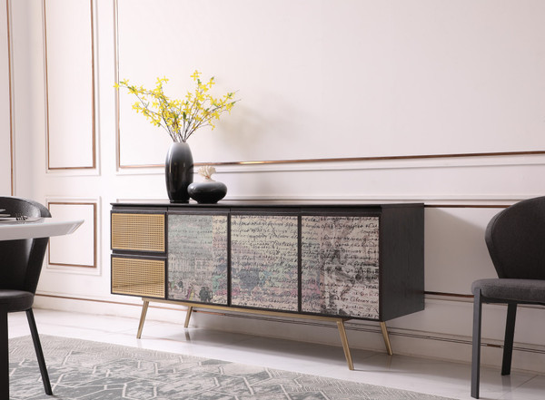 Modrest Phelan Modern Smoked Ash Brass Buffet By Vig Vgvcg2020 Buf