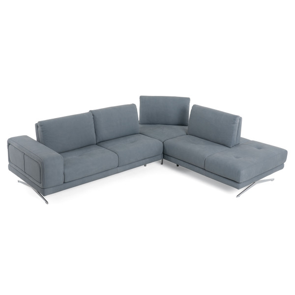Lamod Italia Mood Contemporary Blue Leather Right Facing Sectional Sofa By Vig Vgccmood Spazio Blue Raf