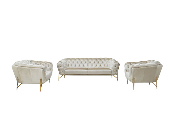 Divani Casa Stella Transitional Beige Velvet Sofa Set By Vig Vgca2020 Beige Set