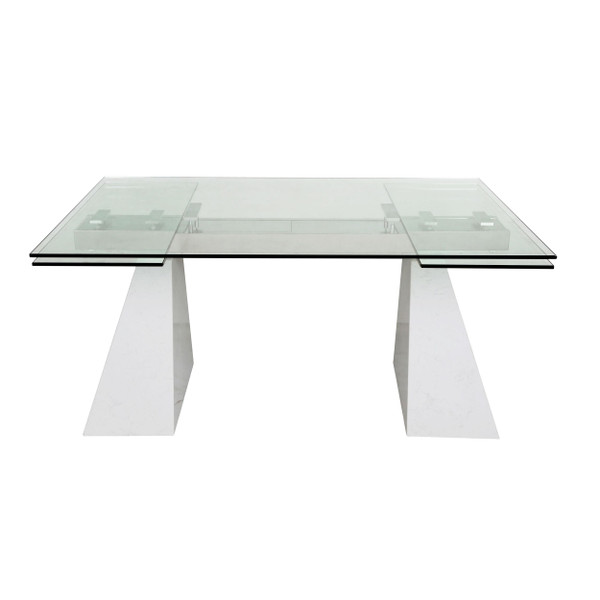 Modrest Latrobe Modern Extendable Quartz Stone Glass Dining Table By Vig Vgyfdt8765 5 Dt Wht