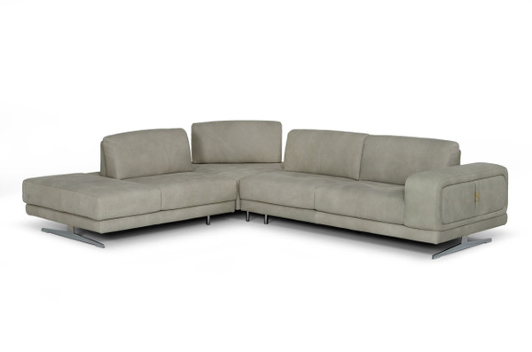 Lamod Italia Mood Italian Grey Leather Left Facing Sectional Sofa By Vig Vgccmood Gry Cloud Laf Sect