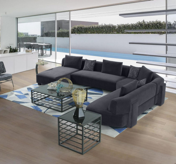 Divani Casa Bayou Contemporary Grey Velvet U Shaped Sectional Sofa By Vig Vgodzw 20039 Bl Gry Sect