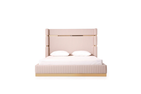Modrest Sterling California King Modern Beige Rose Gold Bed Nightstands By Vig Vgvcbd1901 Bei Bed 2Ns Set Ck