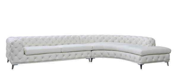 Divani Casa Kohl Contemporary White Raf Curved Shape Sectional Sofa W Chaise By Vig Vgev 2179 Wht Raf Sect