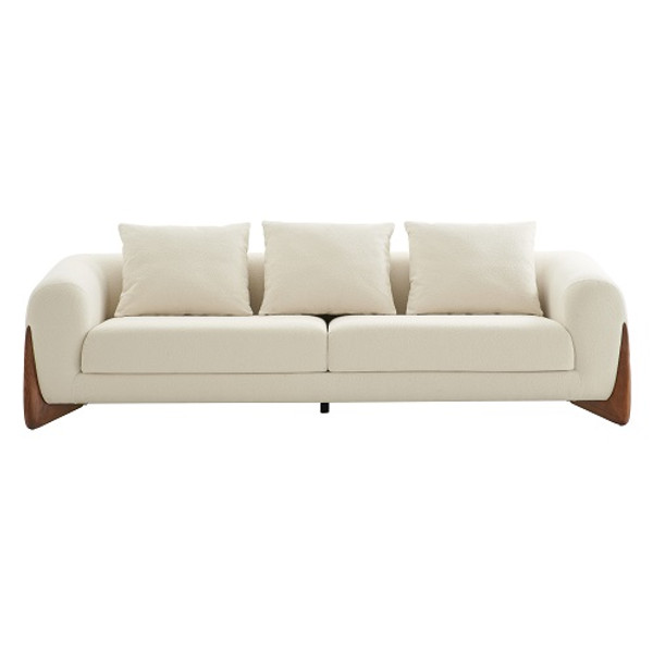 Modrest Fleury Contemporary Cream Fabric And Walnut Sofa By Vig Vgcs 21073 So
