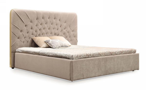 Modrest Moontide Eastern King Glam Beige Velvet And Brushed Brass Bed By Vig Vgvcbd1922 19 Bed Ek
