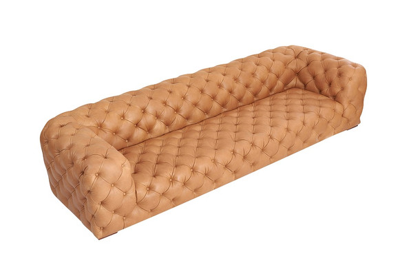 Divani Casa Dexter Transitional Camel Full Italian Leather Tufted Sofa By Vig Vgev 114 Br S