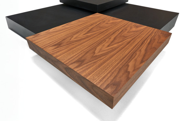 Modrest Ambry Modern Walnut And Flat Black Coffee Table By Vig Vgbb Mh1412 Fb