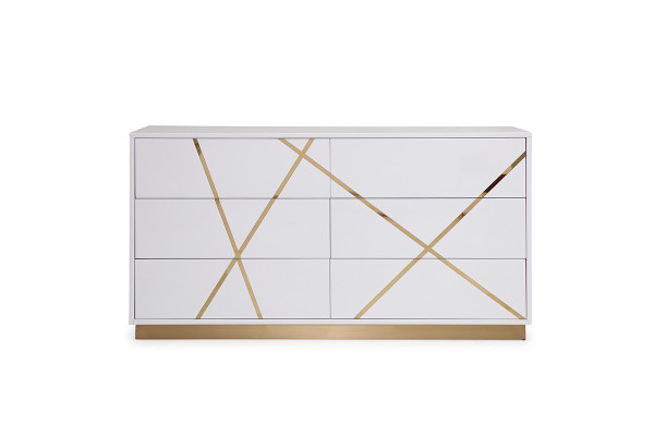 Modrest Nixa Modern Wide White And Gold Dresser By Vig Vgvcj1909 D Wht 1 W