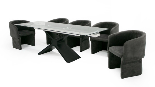 Modrest Adler Modern Black Glass Extendable 63 94 5 Dining Table By Vig Vgyf Dt8941 Blk Dt