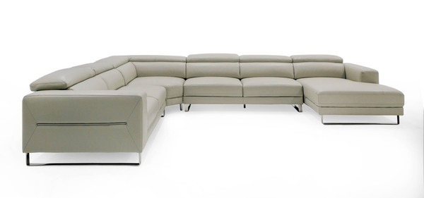Divani Casa Hawkey Contemporary Light Grey Leather Raf Chaise Sectional Sofa By Vig Vgkk Kf1066 Lg