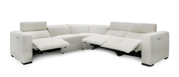 Divani Casa Beck Contemporary White Fabric Sectional Sofa With 3 Recliners By Vig Vgkk Km338H W