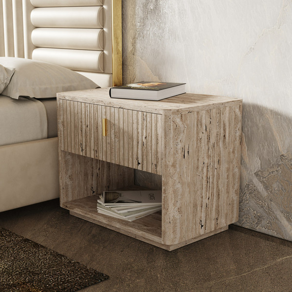 Nova Domus Roma Modern Faux Travertine Gold Nightstand By Vig Vgan Roma Ns