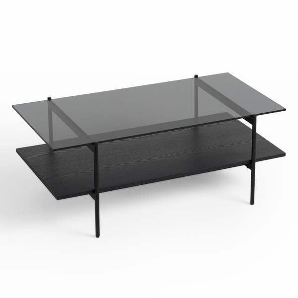 Modrest Conley Mid Century Modern Grey Glass Black Ash Coffee Table By Vig Vgdwj5934