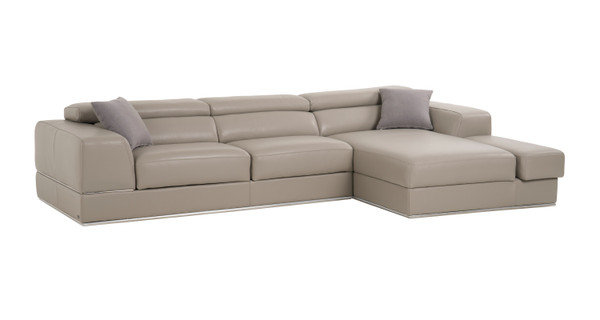 Divani Casa Pella Mini Modern Grey Italian Leather Right Facing Chaise Sectional Sofa By Vig Vgca5106A Gry Raf
