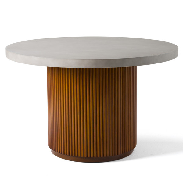 Modrest Duncan Modern Faux Concrete Walnut Round Dining Table By Vig Vgmc Gf 1C008