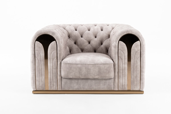 Divani Casa Dosie Transitional Beige Velvet Chair By Vig Vgbn S 9368 Chr Bge