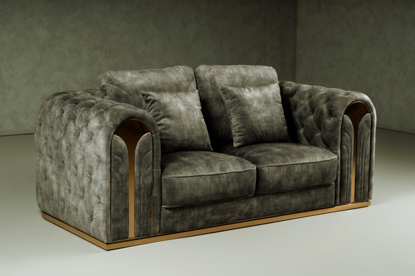 Divani Casa Dosie Transitional Grey Velvet Loveseat By Vig Vgbn S 9368 Love Gry