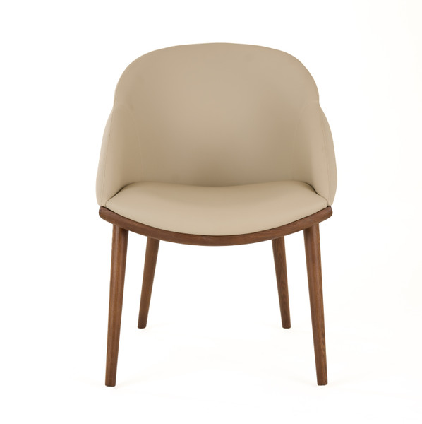 Modrest Michael Mid Century Modern Beige Vegan Leather Walnut Dining Chair By Vig Vgcs Ch 23010 Bge