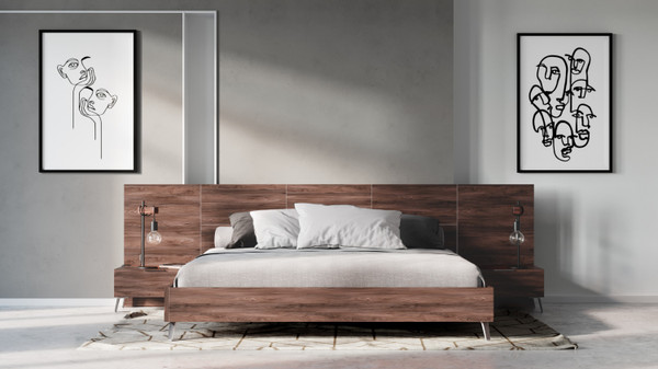 Nova Domus Brooklyn Italian Modern Walnut Bed Nightstands Set By Vig Vgacbrooklyn Bed Ns
