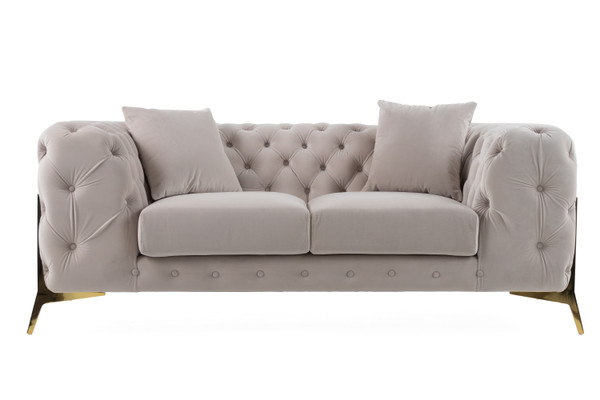 Divani Casa Clarice Transitional Light Beige Velvet Loveseat By Vig Vgah Sf1013 2 Bge