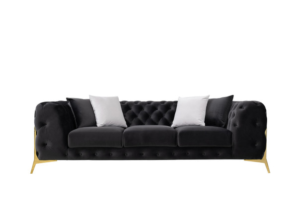 Divani Casa Clarice Transitional Black Velvet Sofa Set By Vig Vgah Sf1013 Set Blk
