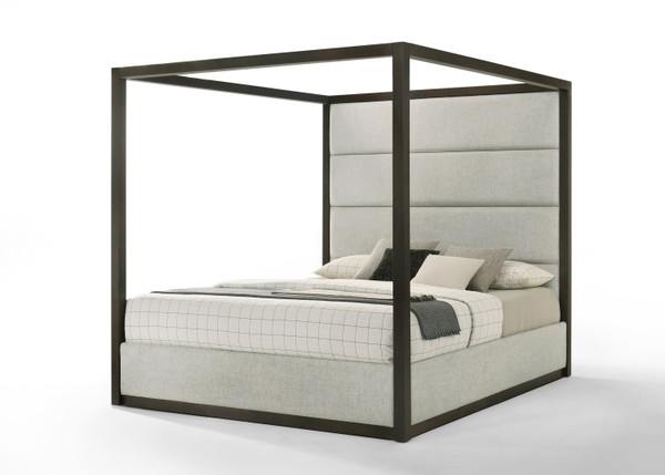 Modrest Manhattan Contemporary Canopy Brown Oak Bedroom Set By Vig Vgma Br 127 Set Cry