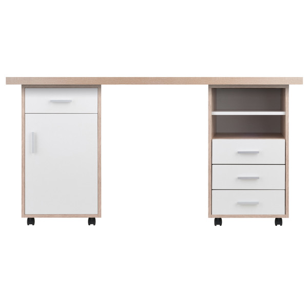Kenner 3 Piece Modular Desk Set Reclaimed Wood And White 43452 By Winsome Wood